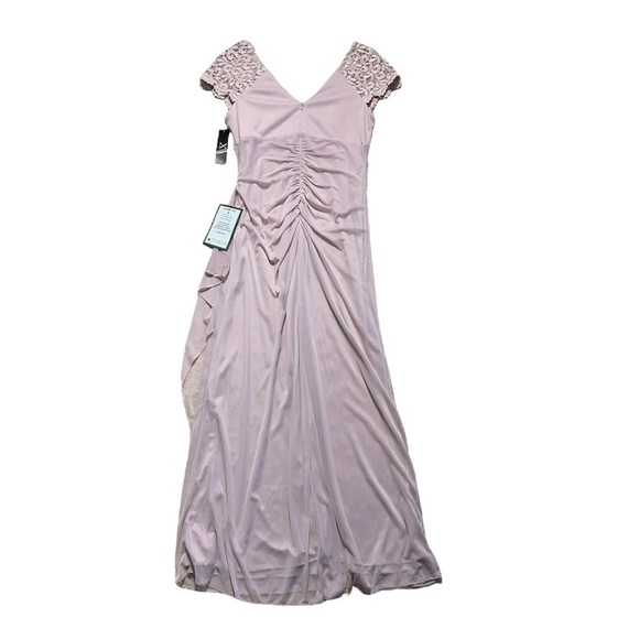 XScape Blush Lace Short Sleeve Embellished Formal Gown | U.S. Woman’s 10 - Picture 3 of 10